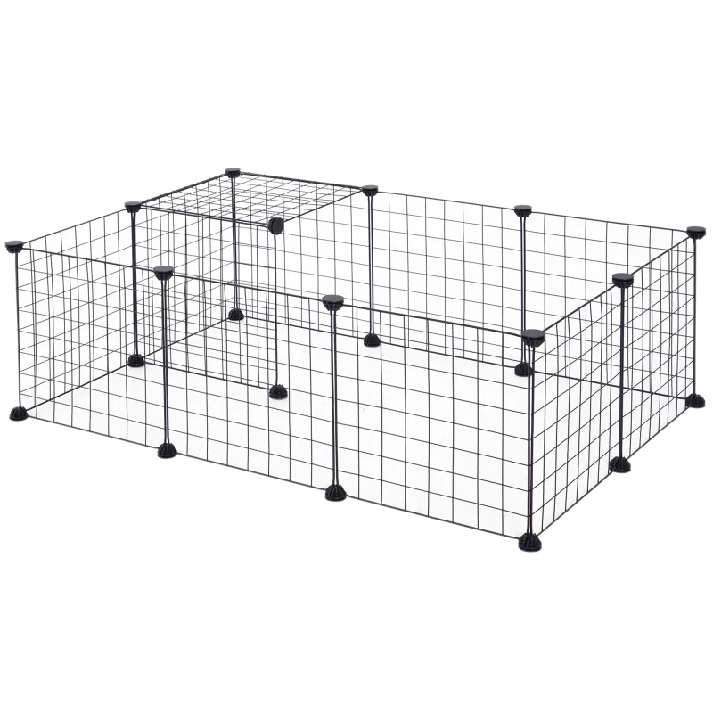 Mesh-inhägnad, Utomhusinhägnad, Löparinhägnad För Smådjur, Lekhage, Smådjursbur, Metallnät, Flexibel, Formbar, Svart, 106 X 73 X 36 Cm 11