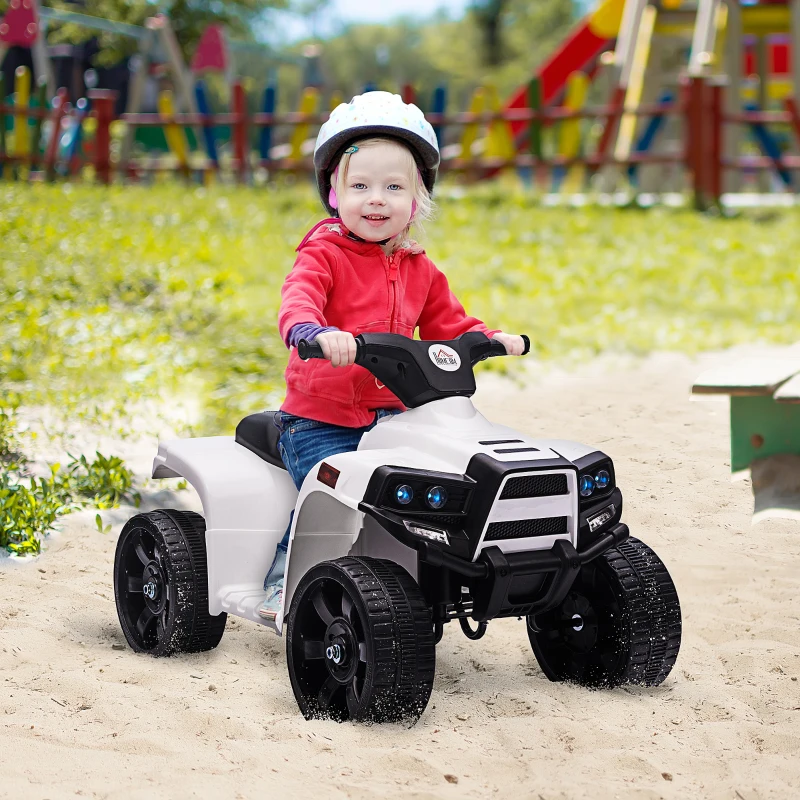 Mini Elektrisk Fyrhjuling Barnvagn Elektrisk ATV För 18 Till 36 Månader Elektrisk Motorcykel Med 2 Strålkastare Elektrisk Fyrhjuling Strandbil Form PP Stål Svart + Vit 65 X 40 X 43 Cm 2