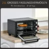 Miniugn 21L Med 1 Galler Och 1 Bakplåt 3 Tillagningslägen 100C-230C Justerbar Temperatur Miniugn 1400W Pizzaugn Med Grillgaller Rostfritt Stål Glas Svart + Silver 4