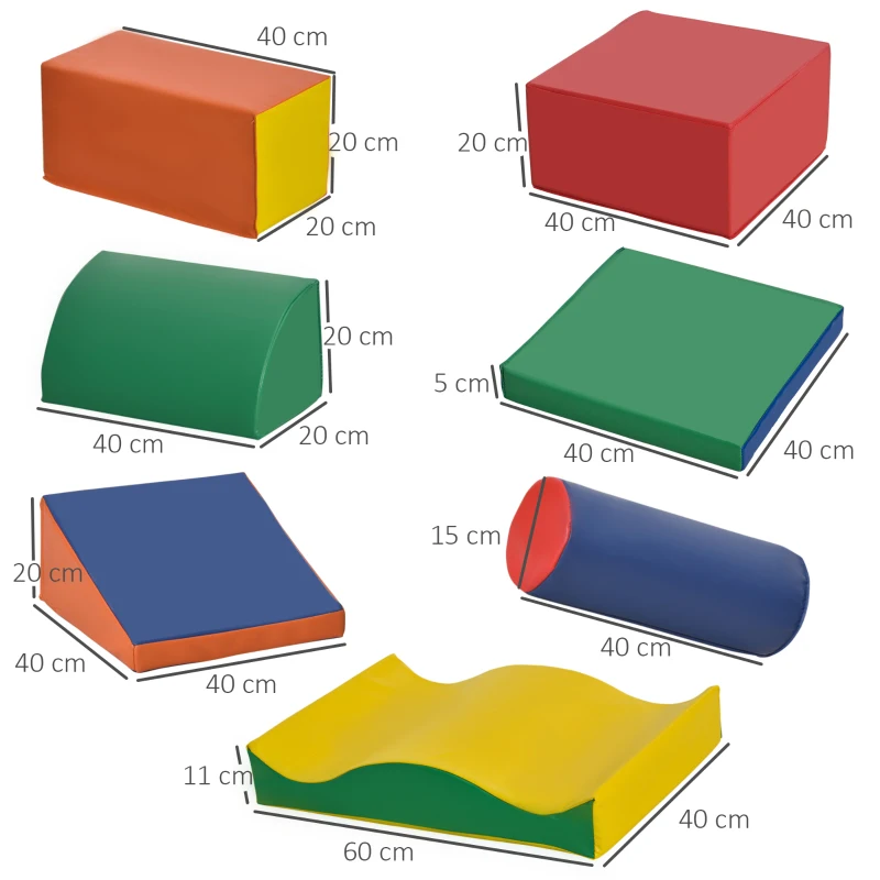 Mjuka Byggstenar, 7 Stycken. Set, Säkert Material, Mjukt Och Lättskött, Skum, Färgglatt 3