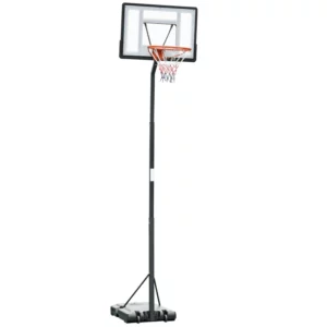 Mobilt Basketställ Basketkorg Med Höj- Och Sänkbart Ställ, Stål + Plast, Svart, 90 X 165 X 302-352 Cm 1