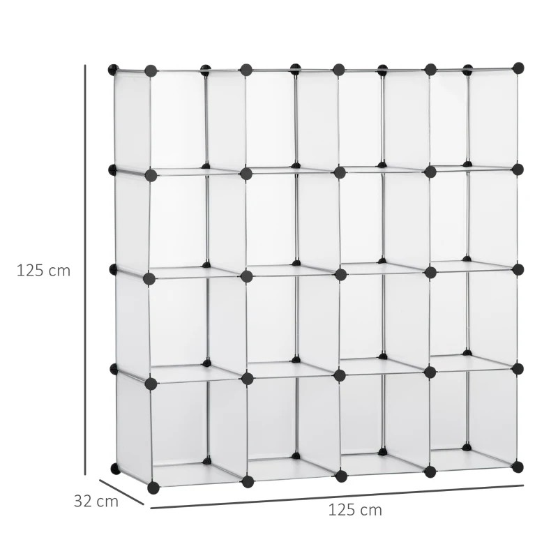 Modulärt Hyllsystem Med 16 Separata Lådor, Plug-in Hylla, DIY, Svart + Vit 3