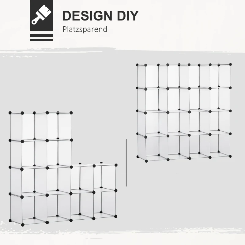 Modulärt Hyllsystem Med 16 Separata Lådor, Plug-in Hylla, DIY, Svart + Vit 5