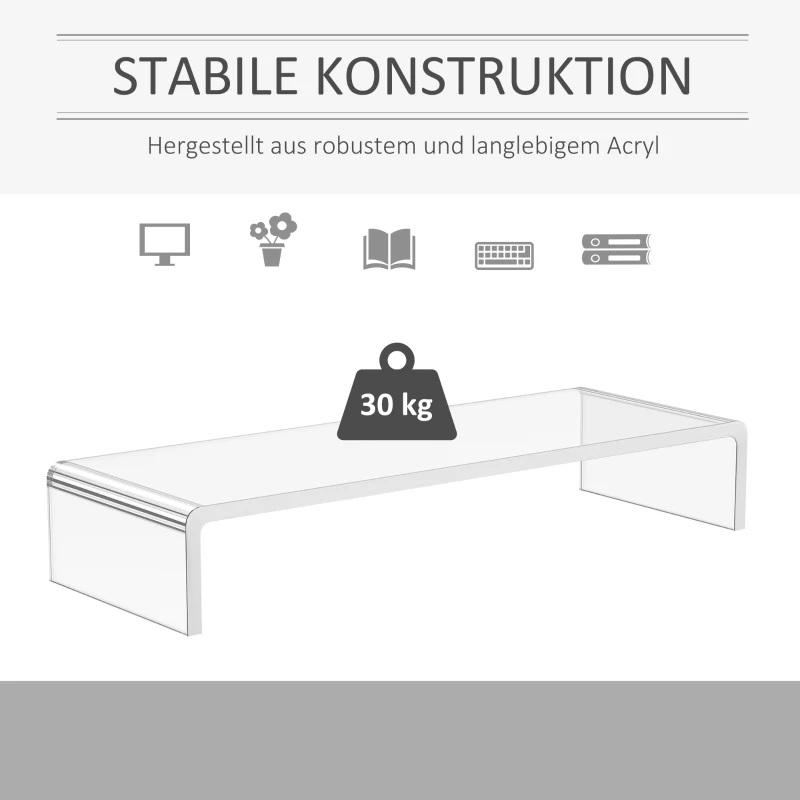 Monitorstativ Skärmstativ För Bärbar Dator Notebook PC Ergonomisk Akryl Transparent 53 X 19 X 9 Cm 5