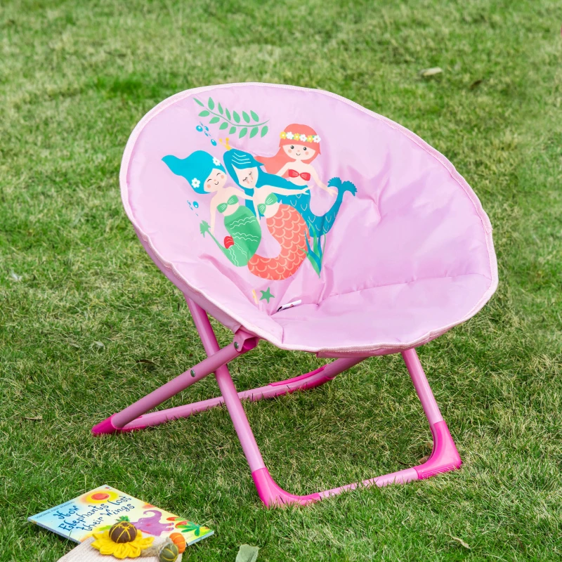 Moonchair Campingstol Barn Moon Chair Hopfällbar Barnstol Fällbar Inomhus & Utomhus Lätt Att Bära För Småbarn Flickor Pojkar Stål Rosa 50 X 49H Cm 9