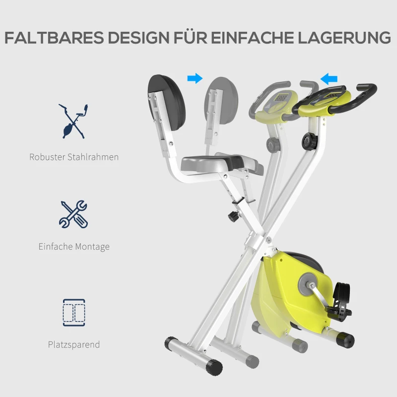 Motionscykel Cykeltränare Med 8 Nivåer Av Justerbart Magnetiskt Motstånd, Höjdjusterbar Stål Gul + Vit 43 X 97 X 109 Cm 7