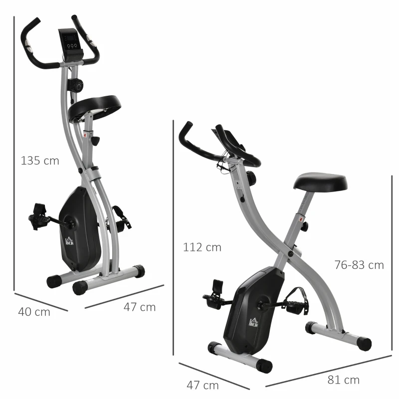 Motionscykel Hopfällbar Cykeltränare 8 Motståndsnivåer Magnetisk Motstånd Grå + Svart 3