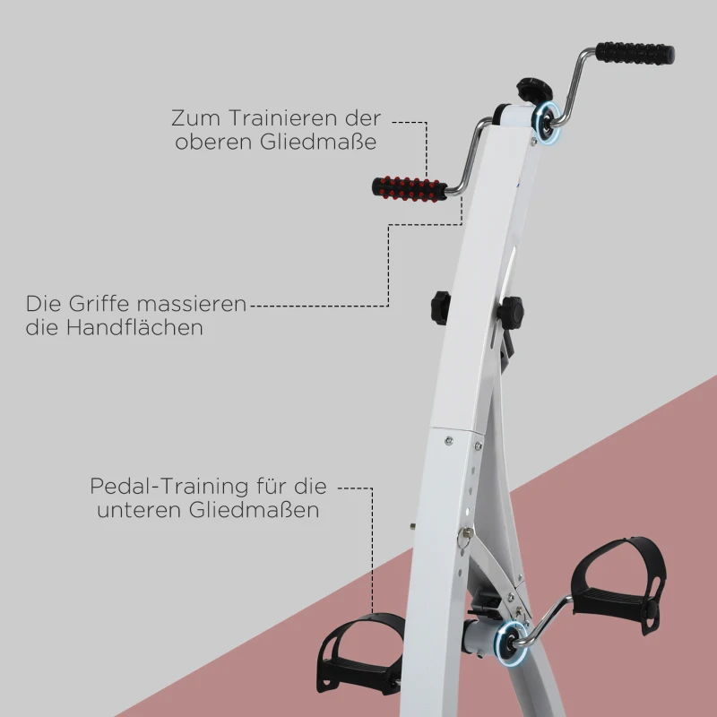 Motionscykel Träningstränare Pedaltränare För Seniorer Stål Vit 40 X 42,5 X 100cm 8