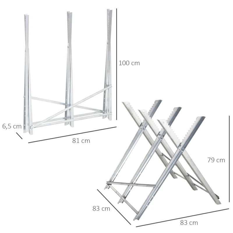 Motorsågsbock Sågbock Hopfällbar Sågram För Ved Silver Metall 83 X 83 X 79 Cm 3