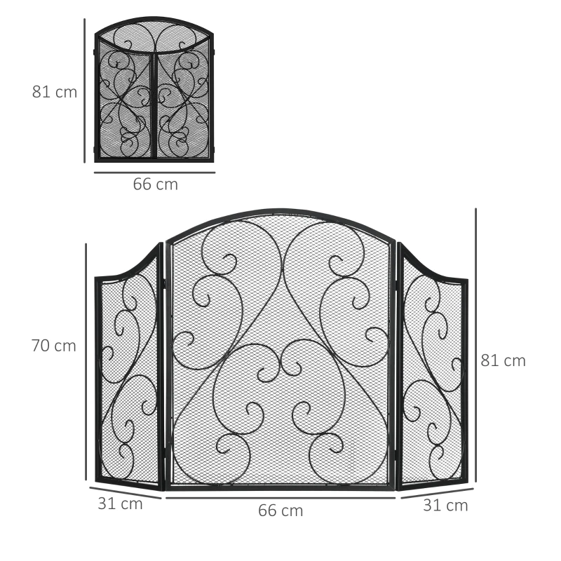 Öppen Spisskydd Spark Guard Vintage Design 66cm X 31cm X 81cm Svart 3