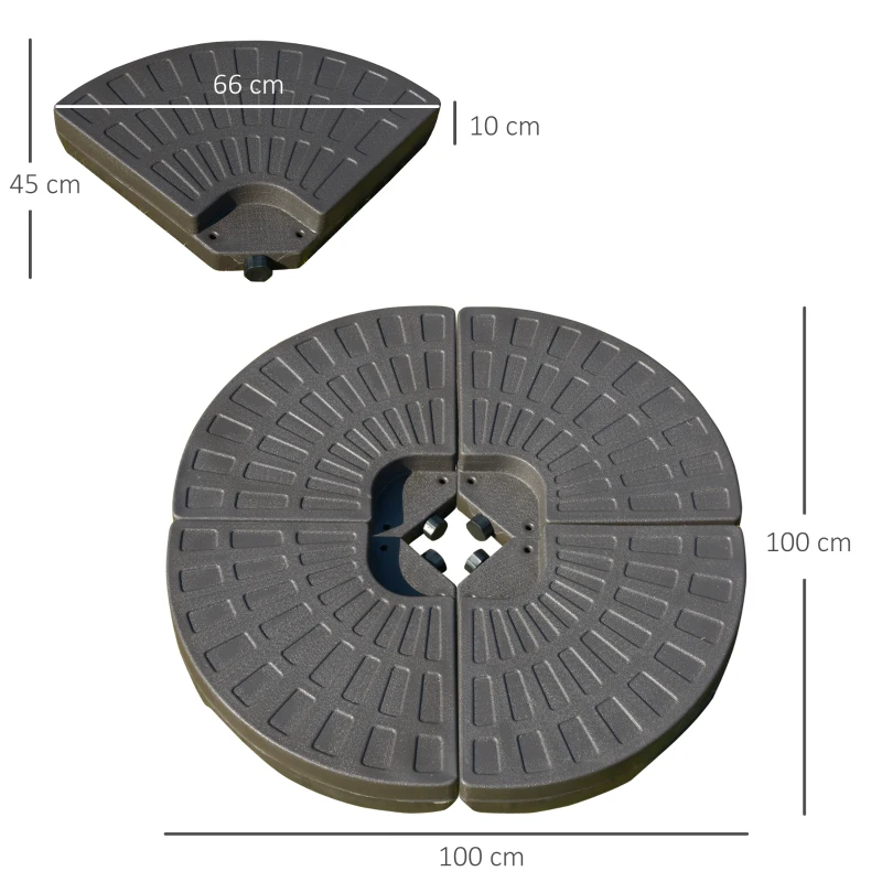 Paraplyvikt 4 St. Paraplyställ Kan Fyllas Med 17 Kg Vatten Eller 25 Kg Sand, HDPE-kaffe 100 X 100 X 10,5 Cm 3