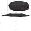 Parasoll Garden Paraply Market Paraply Dubbelt Parasoll Patio Paraply Med Handvev Svart Oval 460 X 270 X 240 Cm 3