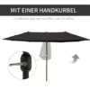 Parasoll Garden Paraply Market Paraply Dubbelt Parasoll Patio Paraply Med Handvev Svart Oval 460 X 270 X 240 Cm 5