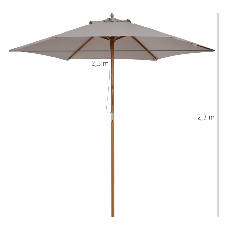 Parasoll Trädgårdsparaply 3-vånings Solskydd Bambu 180/polyestergrå 2,5 X 2,3 M 3