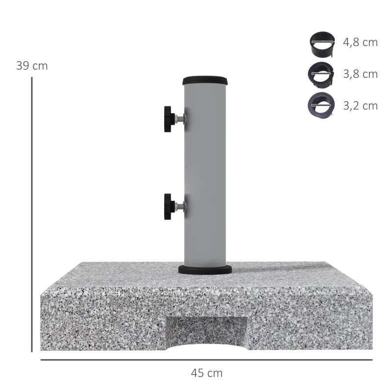 Parasollfot I Granit, 38,5 Kg, Hjul, För Paraplystänger 32/38/48 Mm, Grå 3