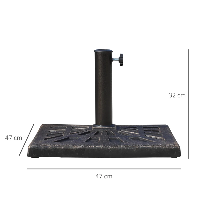 Parasollställ 15 Kg Paraplyhållare Paraplybas För 38mm 48mm Konstharts Svart 47 X 47 X 32 Cm 3