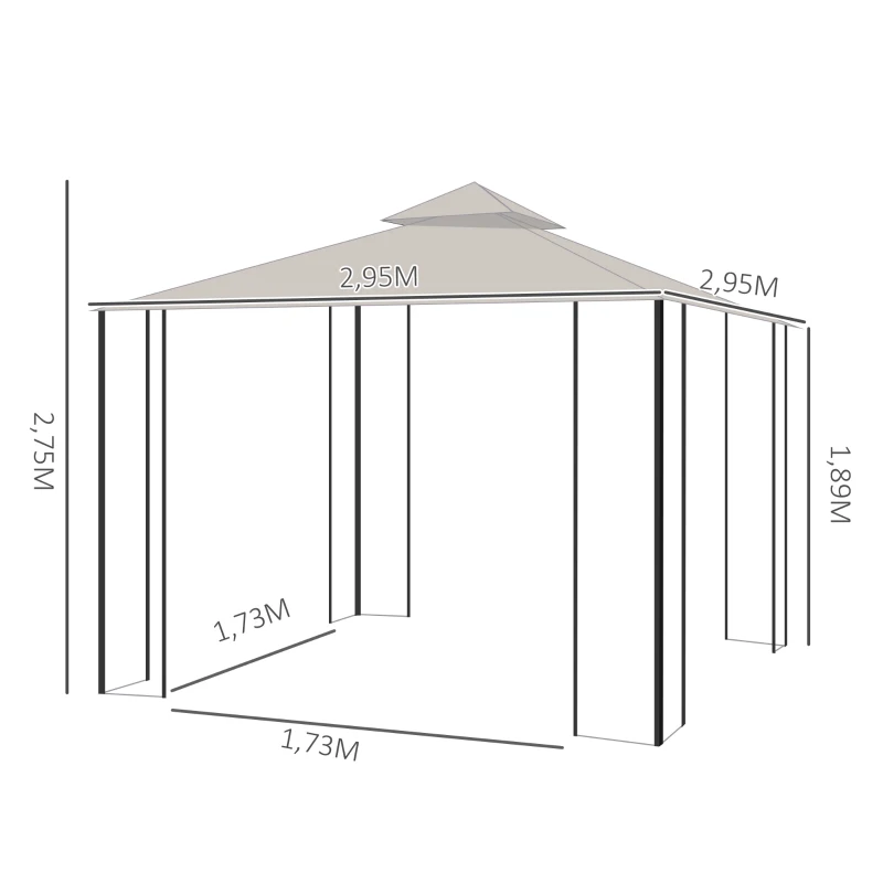 Paviljong Trädgård Paviljong Partytält Trädgårdstält Tält Dubbeltak 3x3m 3