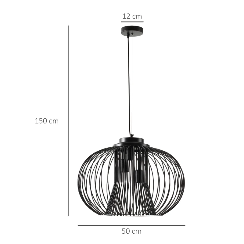 Pendellampa Hänglampa Taklampa Industriell Stil Kulpendel Takspotlight E27 Justerbar Längd Metall Svart 50 X 150 Cm 3