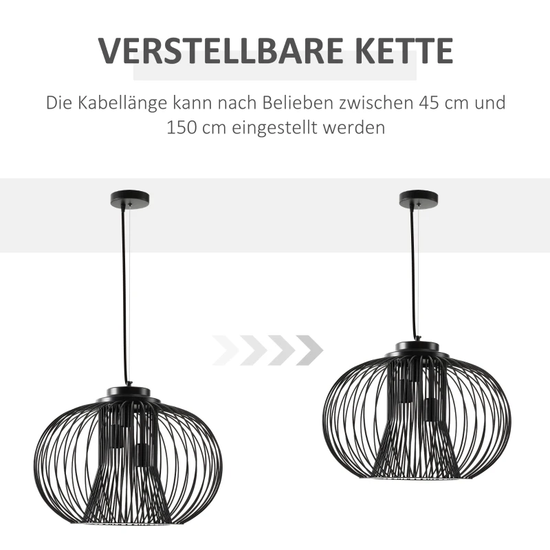 Pendellampa Hänglampa Taklampa Industriell Stil Kulpendel Takspotlight E27 Justerbar Längd Metall Svart 50 X 150 Cm 4