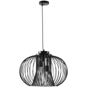 Pendellampa Hänglampa Taklampa Industriell Stil Kulpendel Takspotlight E27 Justerbar Längd Metall Svart 50 X 150 Cm 1