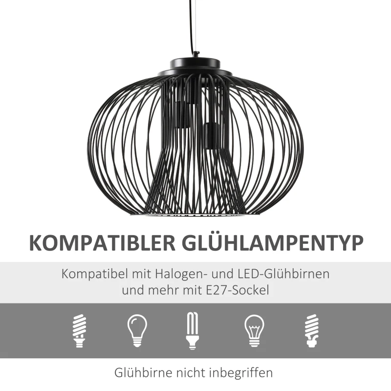 Pendellampa Hänglampa Taklampa Industriell Stil Kulpendel Takspotlight E27 Justerbar Längd Metall Svart 50 X 150 Cm 6