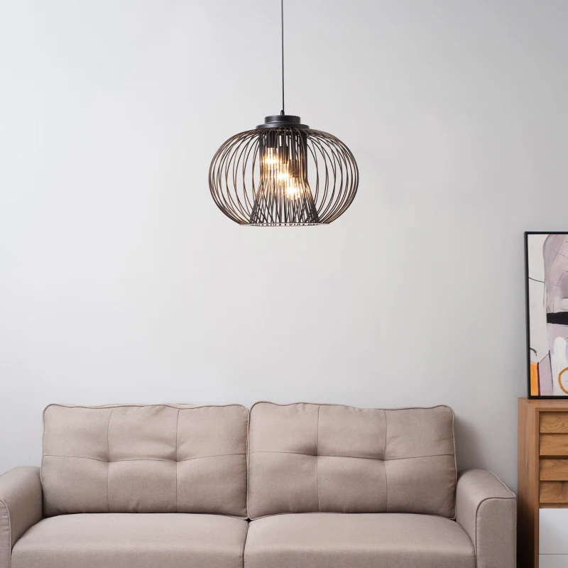 Pendellampa Hänglampa Taklampa Industriell Stil Kulpendel Takspotlight E27 Justerbar Längd Metall Svart 50 X 150 Cm 10