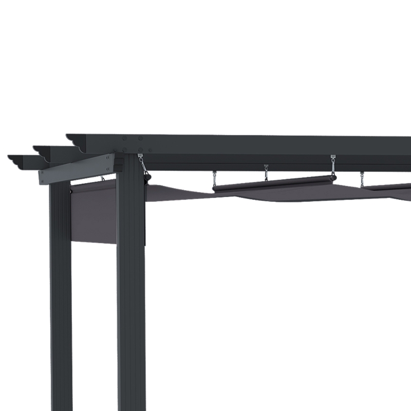 Pergola 3 M X 3 M, Med Skjutbart Tak, Väderbeständig, Aluminium, Svart 8