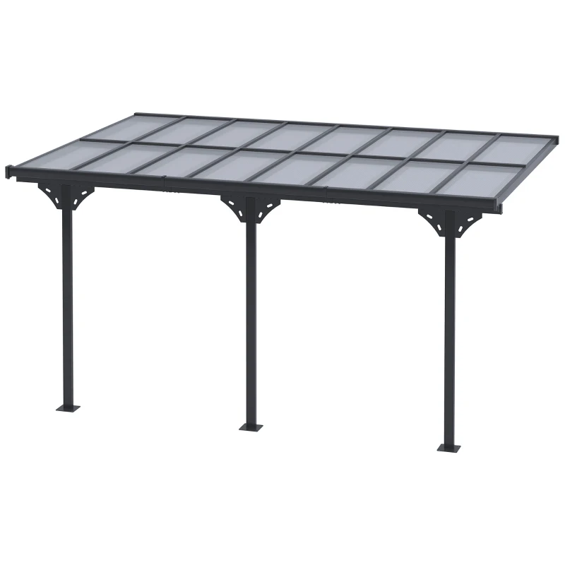 Pergola Paviljong 4 X 3 M Trädgårdspaviljong Taktält 231-250 Cm Höjdjusterbart Solskydd Altantak Påbyggnadspaviljong Aluminium Grå 11