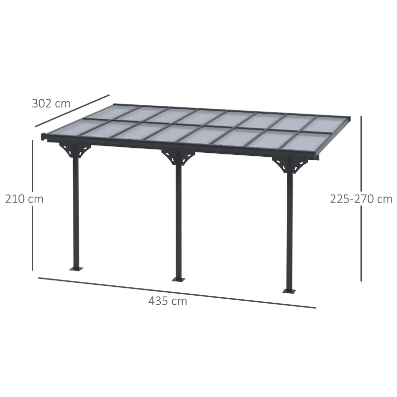 Pergola Paviljong 4 X 3 M Trädgårdspaviljong Taktält 231-250 Cm Höjdjusterbart Solskydd Altantak Påbyggnadspaviljong Aluminium Grå 3