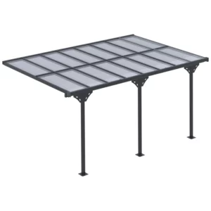 Pergola Paviljong 4 X 3 M Trädgårdspaviljong Taktält 231-250 Cm Höjdjusterbart Solskydd Altantak Påbyggnadspaviljong Aluminium Grå 1