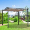 Pergola Paviljong Uteplats Kapell Med Skjuttak Trädgård Aluminium Kolgrå + Kaffe Brun 3x3x2,23 M 2