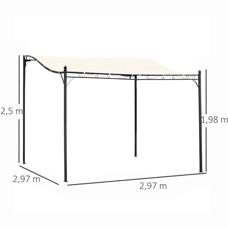 Pergola Trädgårdspaviljong Paviljong Kapelltält Metallkräm 297x297cm 3