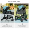 Pet Buggy Folding Dog Buggy Med Regnskydd 2 Dryckeshållare Blå + Svart 6