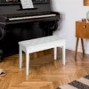 Pianopall Pianobänk Traditionell Hallbänk I Lantlig Stil Kosmetisk Pall Förvaringsutrymme Gummi Trä Konstläder Vit 76 X 36 X 50 Cm 10