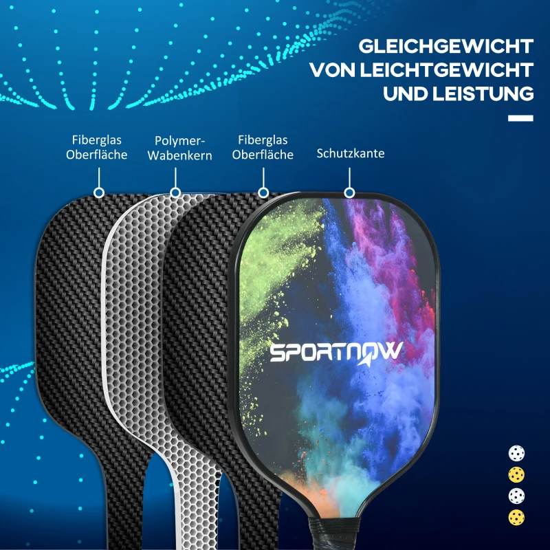 Pickleball-set, 2 Kolfiberfladdermöss Med Bikakekärna, 4 Bollar, Bärväska 4
