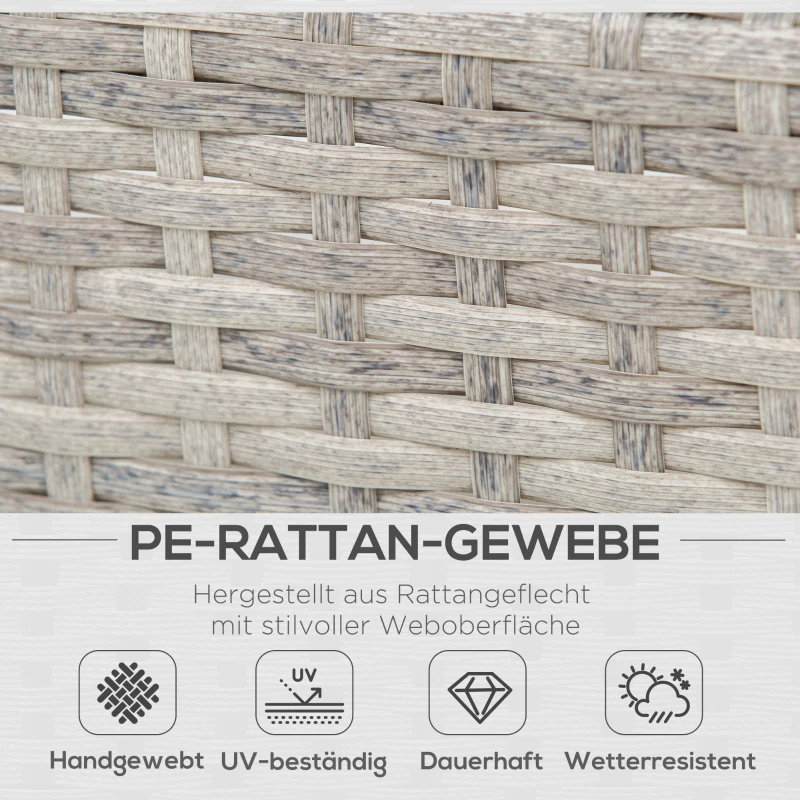 Polyrattan Lounge Set För 4 Personer Soffbord Sidobord Väderbeständig Grå + Brun 4