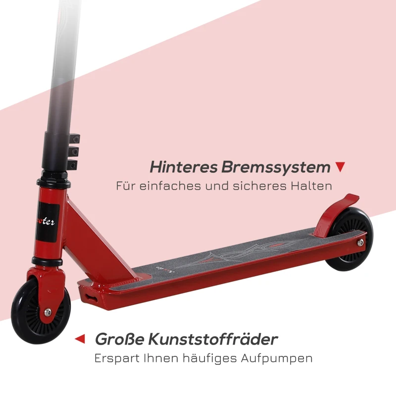 Pro Stuntscooter, Sparkscooter, Freestyle Tricks, Med 100 Mm PU Hjul, För Barn Och Vuxna, Aluminium, Röd 5