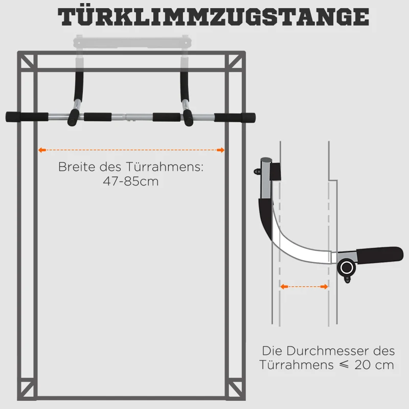 Pull-up Bar, Träningshållare, Multifunktionell Bår, Stål, Skum, PE, Svart + Grå, 92x40x17 Cm 8