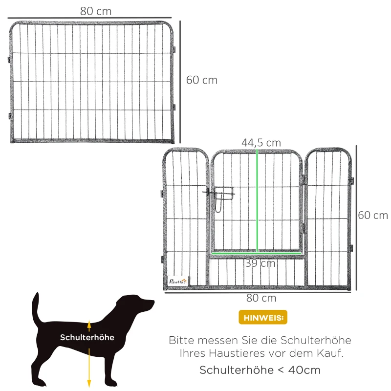 Puppy Run Utomhusinhägnad 16 Segment 60 Cm Hög Lekhage För Husdjur Valpstaket Lekhage Hundhägn Utomhusgaller Valp Designbar Med 2 Dörrar Stålgrå 3