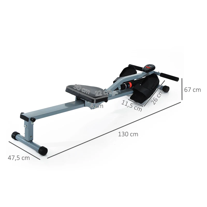 Roddmaskin Roddmaskin Med LCD Fitnessmaskin Roddmaskin Motionscykel, Med LCD Display, Stål + PVC, Grå, 130x47,5x67cm 3