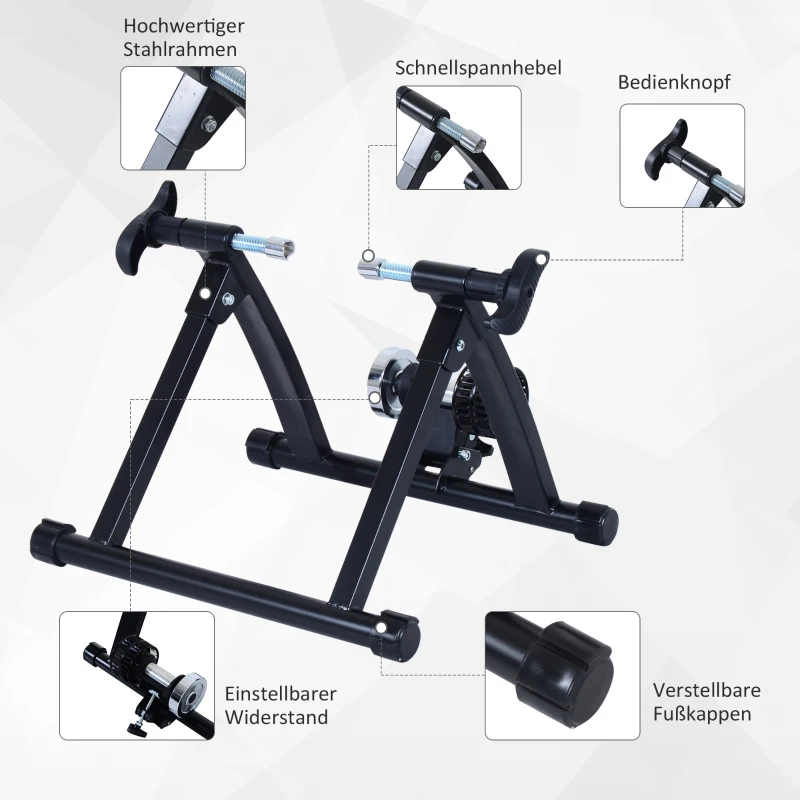 Rulltränare Cykel Landsvägscykel Motionscykel Tränare Hopfällbar Magnetbroms Svart 54,5 X 47,2 X 39,1 Cm 4