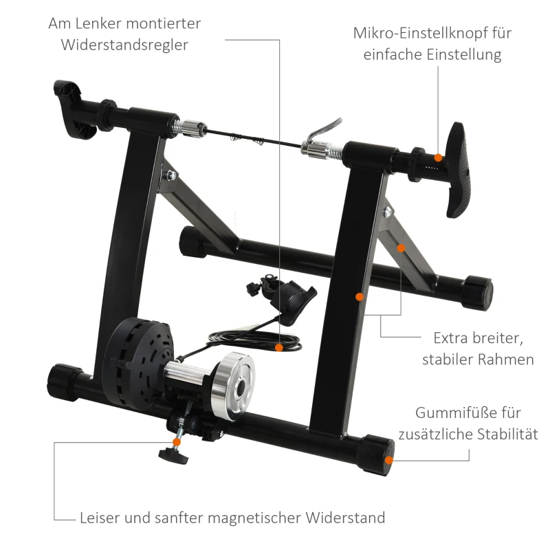 Rulltränare Cykeltränare Cykel Motionscykel Magnetbroms Fällbar Justerbar 26"-28" Eller 700C Stål Svart 54,5 X 47,2 X 39,1 Cm 5