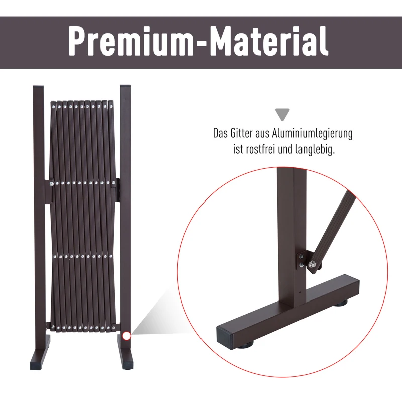 Saxgrindspärr Saxbarriär Utdragbar 35-300cm Trädgård Aluminium Brun H103,5cm 4