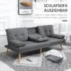 Scandi Design Bäddsoffa, 3-sits Soffa, 2 Kuddar, Grå + Natur 4