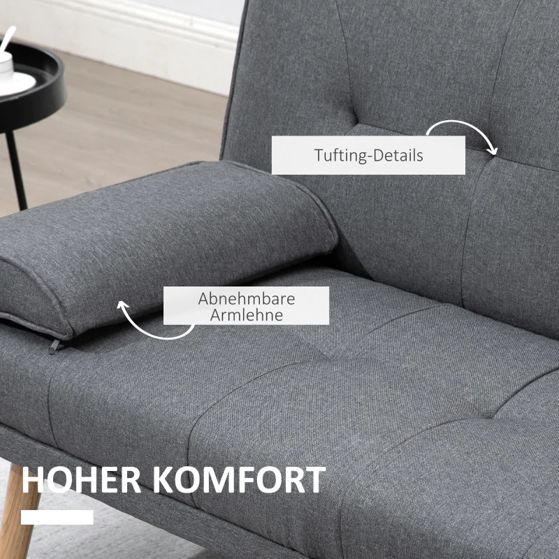 Scandi Design Bäddsoffa, 3-sits Soffa, 2 Kuddar, Grå + Natur 6