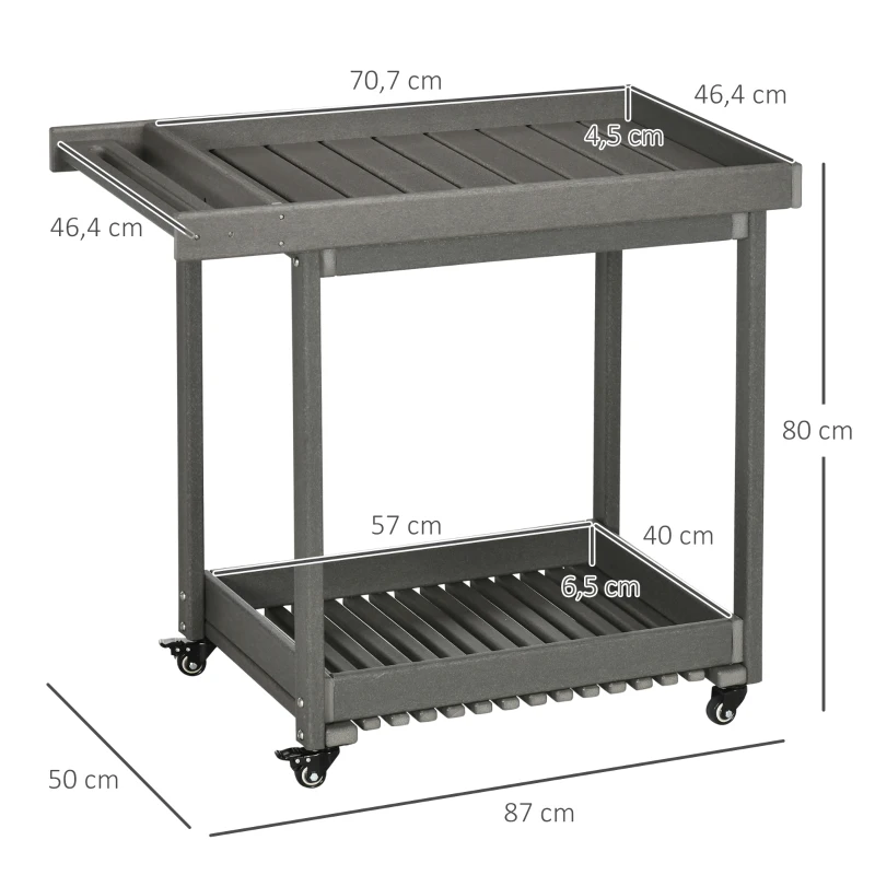 Serveringsvagn Med Handdukshållare, 1 Nedre Hylla, 4 Hjul, 87 Cm X 50 Cm X 80 Cm, Mörkgrå 3