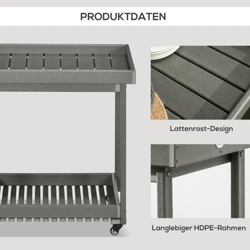 Serveringsvagn Med Handdukshållare, 1 Nedre Hylla, 4 Hjul, 87 Cm X 50 Cm X 80 Cm, Mörkgrå 6