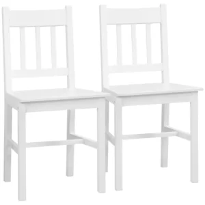 Set Med 2 Matsalsstolar, Köksstolar, Massivt Trä, 41 Cm X 46,5 Cm X 85,5 Cm, Vit 1