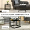 Set Med 2 Sidobord, Modern Design, Stapelbar, Glasbord, Svart 4