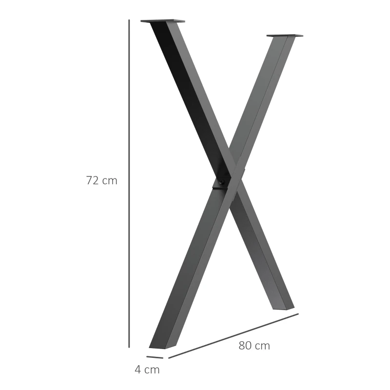 Set Med 2 Stålbordsben Bordsfötter För Matbord Skrivbord Soffbord Bordsram I X-form Svart 72cm 3